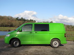 SX11141 Green Mean Camping Machine VW T5 campervan at Ogmore Castle.jpg